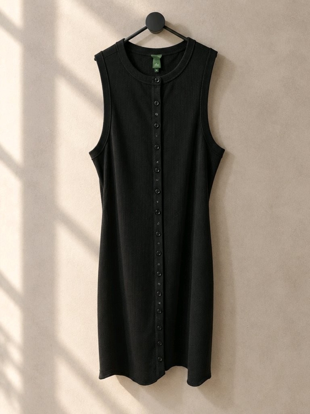 wild fable Black Sleeveless Midi Button-Front Dress